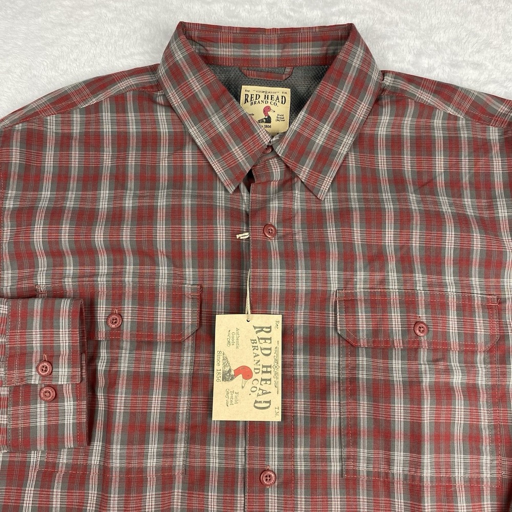 REDHEAD Shirt Mens XL Red/Gray Plaid Long Sleeves New w/Tags!ā